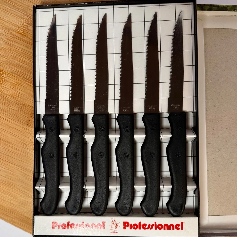 Professionnel 6-Piece Steak Knife Set Stainless Steel Serrated | Boxed - Picture 1 of 4